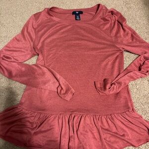 GAP Coral Long Sleeve with Ruffle Hem